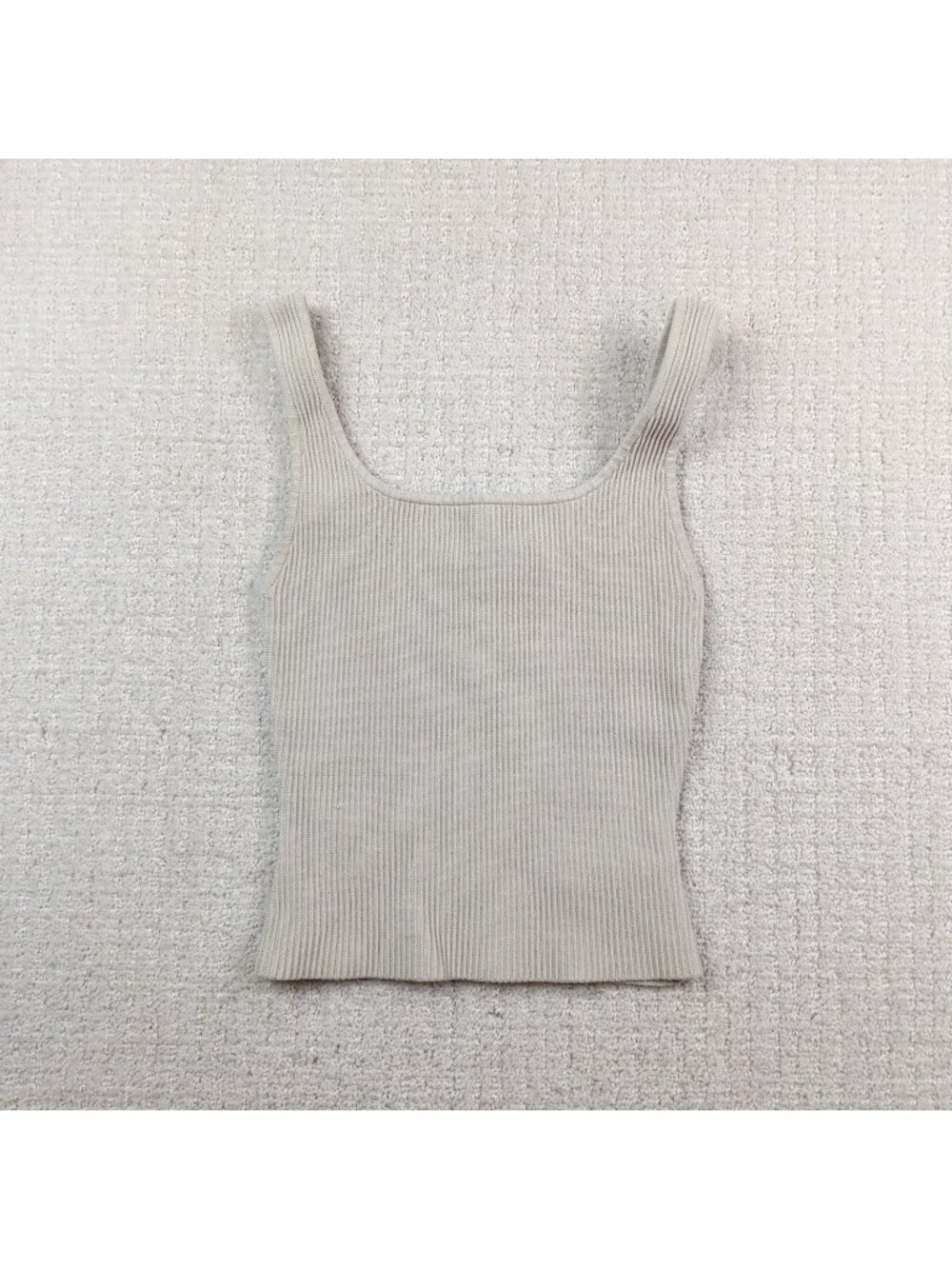 Aritzia Babaton Top Womens Size 2XS Sculpt Knit Top Tank Ribbed Gray Off-White